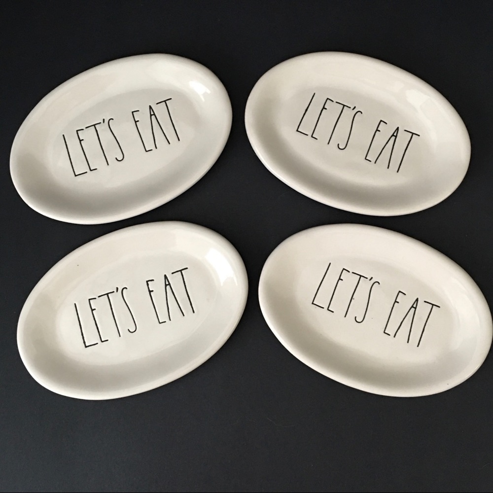 (4) Rae Dunn “Let’s Eat” Oval Dishes by Magenta New
